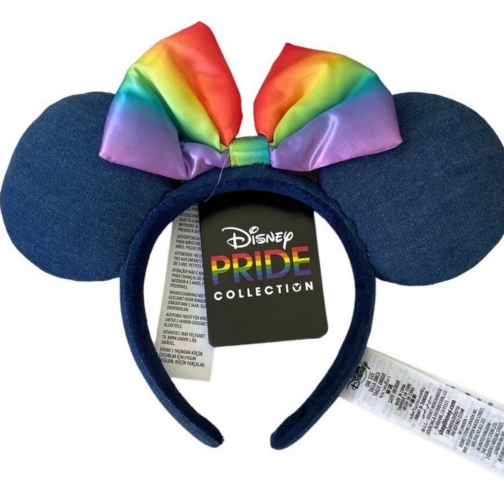 Disney Parks Pride Collection Minnie Mouse Ears Headband with Rainbow Bow